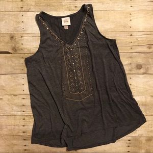 Knox Rose gray & gold stud tank top